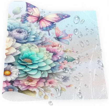 PVC Placemats Set of 6 Spring Flower Floral Wipeable Table Mats Washable Heat Resistant Non Slip Vinyl Dining Table Mat for Kithen Indoor Outdoor Patio Farmhouse Place Mats Decorative