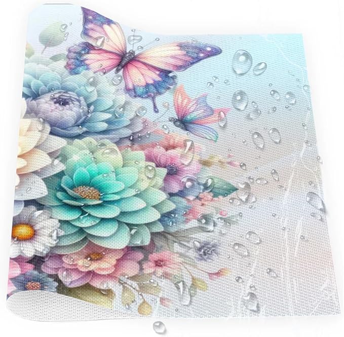 PVC Placemats Set of 4 Spring Flower Floral Wipeable Table Mats Washable Heat Resistant Non Slip Vinyl Dining Table Mat for Kithen Indoor Outdoor Patio Farmhouse Place Mats Decorative