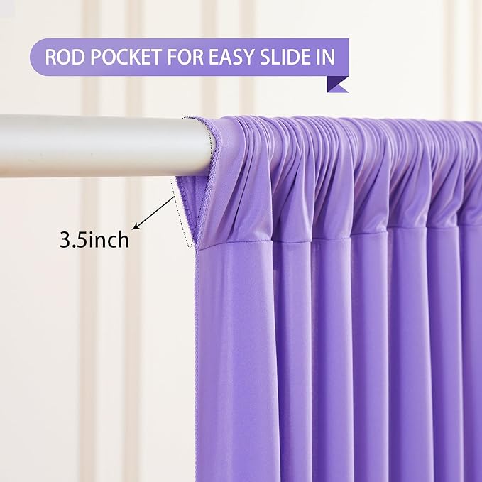 Lavender Backdrop Curtain 2 Panels-Wrinkle-Free Champagne Curtains Polyester Photography Drapes for Baby Shower Birthday Party Photo Background Backdrop Stand- 8 X10FT (Lavender)