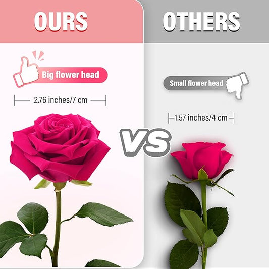 20PCS Artificial Roses with Long Stems - Realistic Silk Flowers, Fake Roses Real Touch Bouquet Roses for Home Decor, Bridal Wedding Table Centerpieces, Faux Rose Flowers (Hot Pink&Pink)