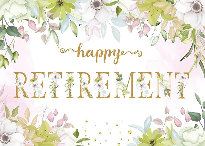 BELECO 5x4ft Fabric Floral Happy Retirement Backdrop Watercolor Leaves Flowers Retirement Background Retirement Party Decorations Banner Photo Booth Shoot Studio Props