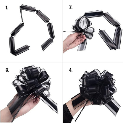 12 Pieces Pull Bow Wrapping Pull Bow Ribbon Pull Bows for Wedding Baskets,6 Inches Diameter Gift Bows, Large Bows for Presents. (Dark Pink)