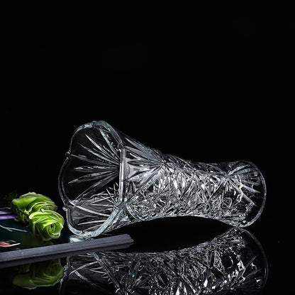 kanpura Clear Crystal Vase, Glass Flower Vase Thickening Design Suitable for Home Christmas Centerpieces Decor, Mothers Gift,9.2'' Tall(1 Piece)
