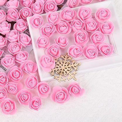 500pcs Mini Foam Rose Heads, Pink Artificial Flower Foam Fake Flower Bulk for DIY Crafts Wedding Bouquets Baby Shower Centerpieces Floral Arrangements Party Tables Home Decorations(Pink)