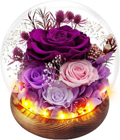 Preserved Rose Forever Flowers in Glass Dome Gifts for Women, Long-Lasting Real Flowers，Red Eternal Rose Birthday Gifts for Mom Valentines Day Anniversary for Wife Girlfriend