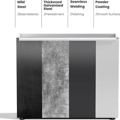 GSK White Metal Planter Box with LED Light Galvanized Versatile Rectagular Light Up Plant Trough Durable Indoor Outdoor Flower Container Porch Patio Tarrace Balcony Garden Home Office Commerical