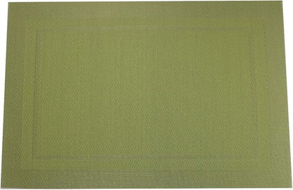 Gugrida Placemats Set of 6 Plaid Checkered Green PVC Placemat for Dining Table Durable Woven Vinyl Stain tablemats 18"X12"