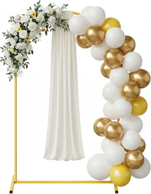 7.2FT Arch Backdrop Stand for Party, Wedding Arch Stand for Ceremony Birthday Party Baby Showers Photo Booth Easy Assembly Supports Flowers Balloons and Decor,Gold