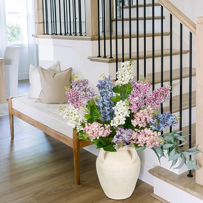 Artificial Lilac Flowers 30" Tall – Set of 3 Silk Lilac Flower Stems for Home Decor, Wedding Centerpieces, Faux Floral Arrangements – Purple Artificial Flowers for Vase, Spring & Farmhouse Décor