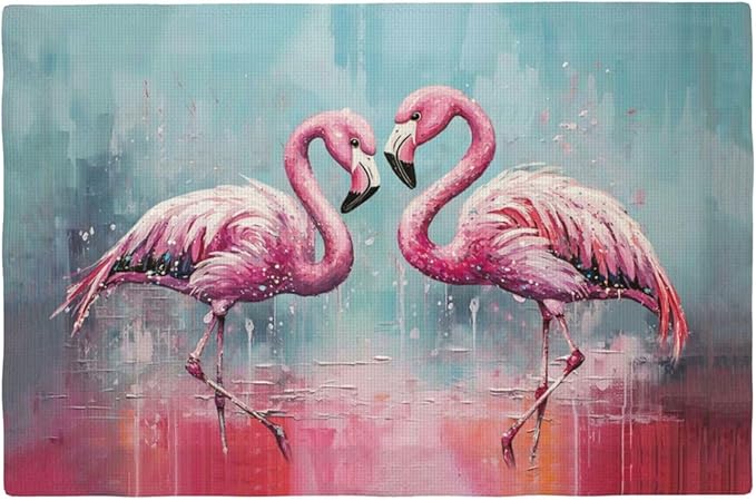 Pink Flamingo Placemats Set of 4 Washable Table Mats Modern Tropical Heat-Resistant Cotton Linen Place Mats for Dining Table Kitchen Indoor Outdoor Party Holiday Decor