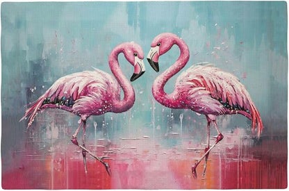 Pink Flamingo Placemats Set of 4 Washable Table Mats Modern Tropical Heat-Resistant Cotton Linen Place Mats for Dining Table Kitchen Indoor Outdoor Party Holiday Decor