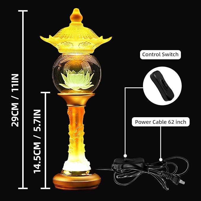 Lotus Lamp for Meditation & Relaxation, LED Color Changing Buddha Light with Touch Control, Adjustable Brightness Mood Light for Yoga, Home Decor, Gift (11 inch)