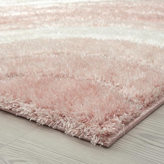 LUXE WEAVERS Lantanas Collection 7070 Pink 5x7 Modern Shag Geometric Area Rug