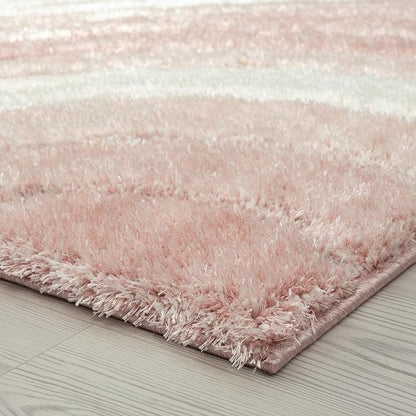 LUXE WEAVERS Lantanas Collection 7070 Pink 5x7 Modern Shag Geometric Area Rug