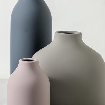Ceramic Vase Set of 3,Flower Vase Home Decor,Modern Farmhouse Decor, Pampas Grass Dried Fresh Flowers,Bedroom,Living Room,Bookshelf Decoration, Centerpiece Table Boho Decor.