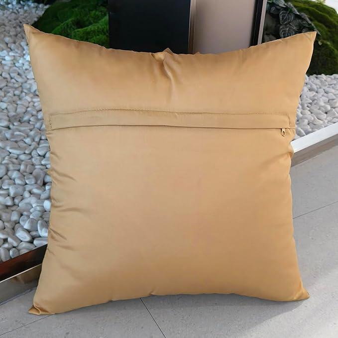 Bella's Giftshop 3D Sunflower Decorative Throw Pillow Covers for Bed Sofa Couch Car, Accent Floral Taffeta Cushion Cover, Handmade Pillow Cases Living Room Decor, 17x17 Inch-Gold