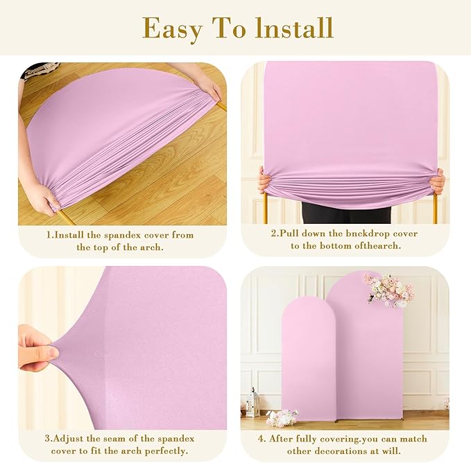 Light Pink Arch Backdrop Cover Set of 2 Baby Pink Arch Cover 7.2 and 6ft Wedding Arch Cover Stretchy Backdrop Bridal Baby Shower Birthday Party Arches Stand Covers Spandex