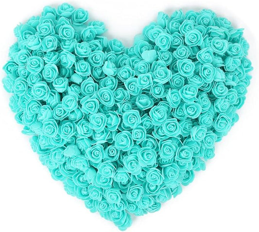 500pcs Foam Flowers Bulk Heads, Aqua Green Artificial Flower Mini Foam Rose for Crafts Wedding Bouquets Baby Shower Centerpieces Floral Arrangements Party Table Home Decorations(Aqua Green)