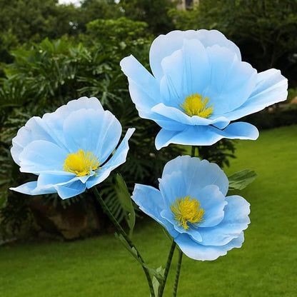 Giant Flowers for Decoration,Large Paper Flowers with Stand,Artificial Flowers for Home Decor,Wedding Background Decor,Shop Window Display,Photography Props,Banquet Party (Blue)