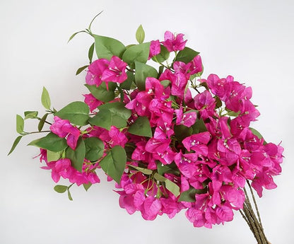 12PCS Bougainvillea Artificial Flowers 31.50" Long Stem Fake Silk Bougainvillea Branches Hot Pink Faux Hanging Flowers Vines for Wedding Centerpieces Home Garden DIY Decorations (Deep Pink)