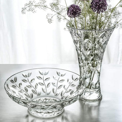 Vase - Round Opening Glass Vase - for Flowers - Roses - Designed - 11.75" H - by Barski - Made in Europe