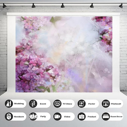Abstract Watercolor Painting Pink Apricot Tree Flower Backdrop Soft Colorful Blur Style with Bokeh Spring Floral Seasonal Nature Photography Background Grunge Paper Background Decor Vinyl 8x6ft