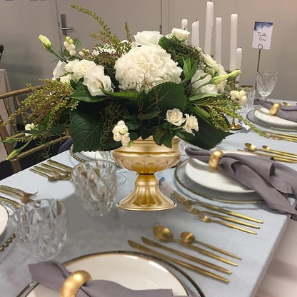 Metal Vases for Table Centerpieces, Hewory Gold Compote Pedestal Vase Floral Container Bulk, Brass Mini Footed Bowl Flower Holders Center Pieces for Wedding Birthday Party Anniversary (10pcs, 6.5in)