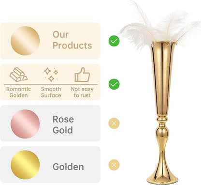 LoveCat 10pcs of Versatile Metal Tabletop Flower Stands, Gold Wedding Table Centerpiece Stands, 21.9" Tall Trumpet Vases for Wedding Birthday Holiday Party Important Event Home Décor