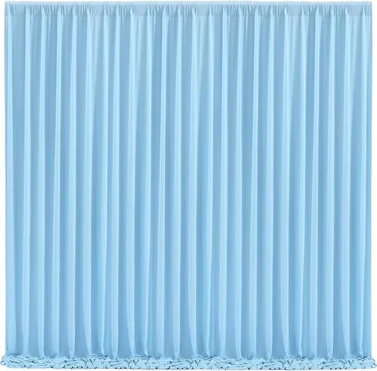 Blue Backdrop Curtains 4 Panels - Wrinkle-Free Light Blue Curtains Polyester Photography Drapes Photo Background for Baby Shower Birthday Party Decorations- 16 X10FT (Blue)