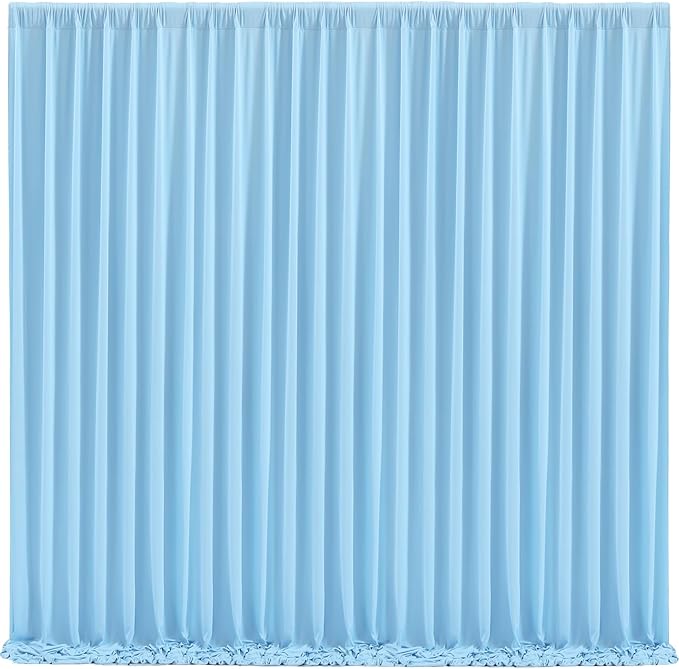 Blue Backdrop Curtains 8 Panels - Wrinkle-Free Light Blue Curtains Polyester Photography Drapes Photo Background for Baby Shower Birthday Party Decorations- 32 X10FT (Blue)