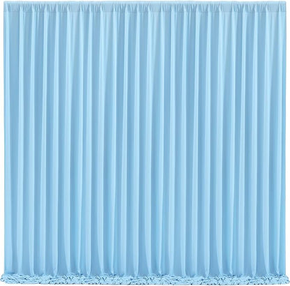 Blue Backdrop Curtains 8 Panels - Wrinkle-Free Light Blue Curtains Polyester Photography Drapes Photo Background for Baby Shower Birthday Party Decorations- 32 X10FT (Blue)