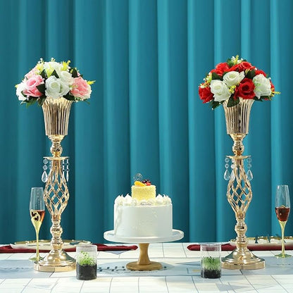 Pack of 10 Wedding Floral Crystal Flower Centerpiece Vases for Reception Centerpieces Party Event, 23.2 inches Versatile Flower Arrangement & Candle Holder Stand