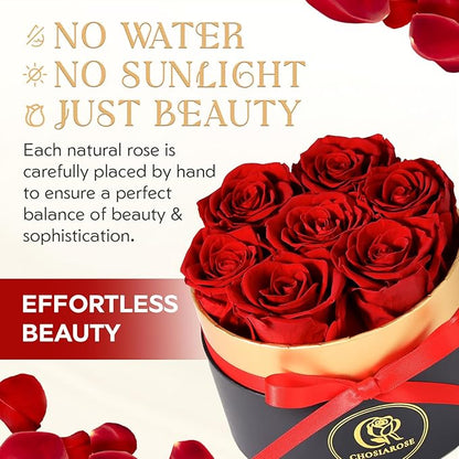7 Roses Flowers for Delivery - Forever Preserved Flowers in Box for Delivery Preserved Roses Gifts Anniversary Birthday Gifts for Women Mom Wife Her Mothers Forever Flower Gift for Grandma