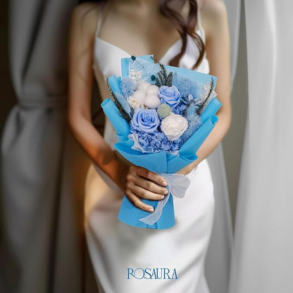 Rosaura Preserved Flowers Bouquets, Flowers for Delivery Prime, Forever Roses Bouquets Valentine's Day, Mother's Day, Christmas, Birthday Gifts (Blue)