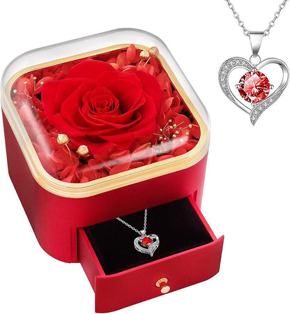 Beferr Birthday Gifts for Women Mom Preserved Real Rose with Necklace Eternal Roses Fresh Flowers for Delivery Prime anniversary Purple Gifts for Grandma Wife Daughter Sister