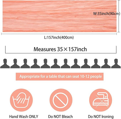 12 Pack 13Ft Cheesecloth Table Runner 35x157 Inch Boho Gauze Table Runner Cheese Cloth Long Table Runners Rustic Table Runners for Wedding Bridal Shower Birthday Party Table Decor (Peach Coral)