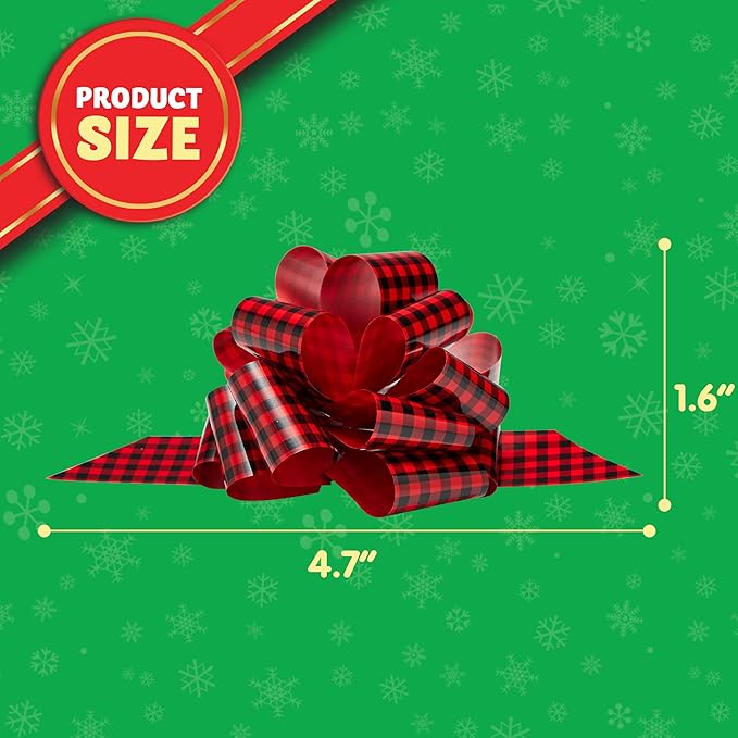 JOYIN 24 PCS Christmas Pull Bows for Gift Wrapping 4.7", Gift Wrap with Ribbon Pull Bows, Easy and Fast Wrapping Accessory for Xmas, Baskets, Wine Bottles, Present, Florist, Bouquet Decoration