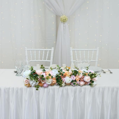 Artificial Silk Wall Flower, Wedding Arch Flower Garland Decorations, Artificial Faked Flowers Row, for Wedding Wall Backdrop Christmas Party Bridal Event Decor (Colorful,39.37 * 11.81 Inch)