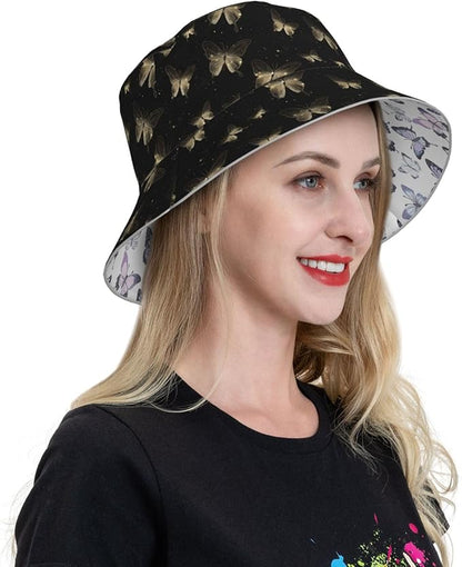 Bucket Hat Double-Side-Wear Reversible Sun Hat Beach Travel Hiking for Women Men