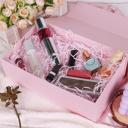 Pink Gift Box with Magnetic Lids 13.8x8.3x4.4 in, Large Bridesmaid Groomsman Proposal Boxes 5 Pack, Collapsible Rectangle Storage Box
