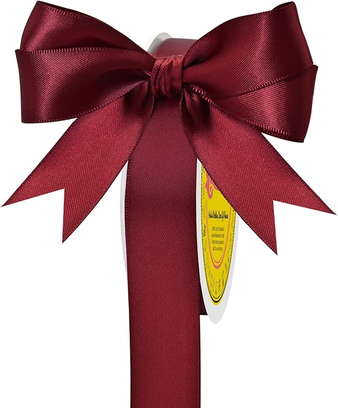 Double Face Sherry Satin Ribbon 7/8 inch X 25 Yards Polyester Sherry Ribbon for Gift Wrapping Very Suitable for Weddings Party Hair Bow Invitation Decorations and More