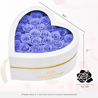 Eterfield Forever Flowers in Heart Shape Box, Preserved Roses That Last Over a Year Preserved Flowers Birthday Gift for Her Mom Women Anniversary Valentine's Day Mother's Day (27 Roses, Light Purple)