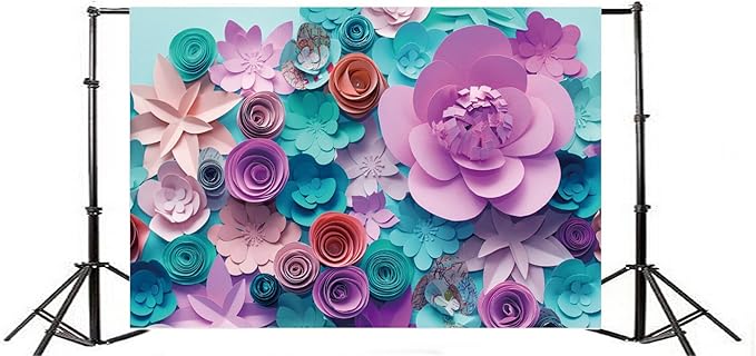 AOFOTO 10x7ft Handmade Paper Flower Backdrop Birthday Party Decoration Photography Background Baby Shower Bride Girl Woman Artistic Portrait Activity Banner Photo Shoot Studio Props Vinyl Wallpaper