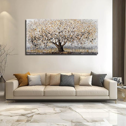 Gold Wall Decor Large Framed Canvas Art for Living Room Vintage Botanical Pictures Office Poster Prints Artwork Paintings for Home Hotel 29”x58”