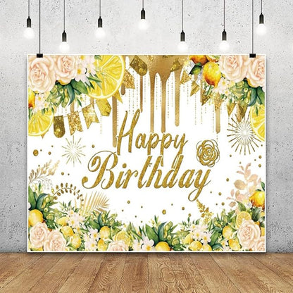 10x8ft Gold Floral Birthday Backdrop, Rose Gold Glitter Bokeh Photography Background Girls Birthday Party Cake Table Decorations Photo Shoot Banner Props
