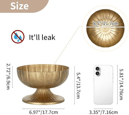 NUPTIO Distressed Gold Vases for Centerpieces: Rustic Brass Compote Vases for Flowers - Metal Pedestal Bowl Decor for Wedding Table Home Set of 10