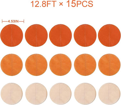 192 Ft Orange Party Decorations Ombre Orange Big Circle Dots Backdrop Streamer Tissue Paper Polka Dots Hanging Garland for Birthday Engagement Wedding Fall Autumn Harvest Thanksgiving Party Supplies