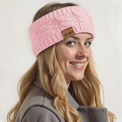 Loritta Womens Ear Warmers Headbands Winter Warm Fuzzy Cable Knit Head Wrap Fleece Lined Gifts