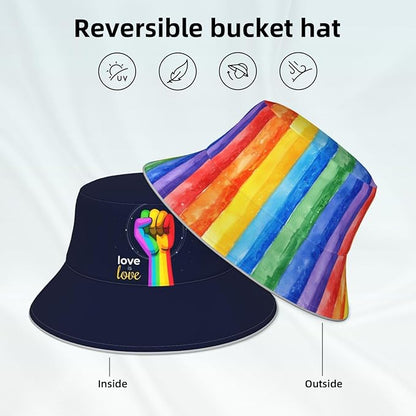 Bucket Hat Double-Side-Wear Reversible Sun Hat Beach Travel Hiking for Women Men