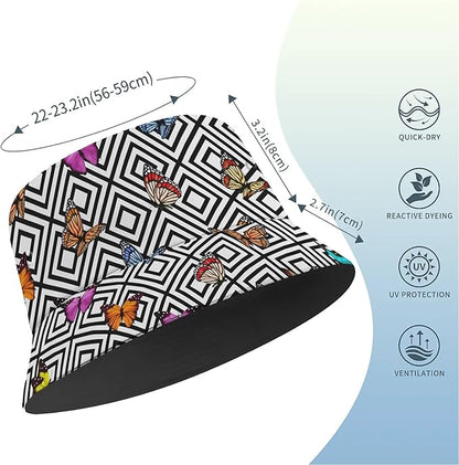 Bucket Hat for Women Men Unisex Sun Cap Packable Outdoor Fisherman Hat Headwear,Reversible Double-Side-Wear